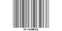 a black and white barcode with the word h